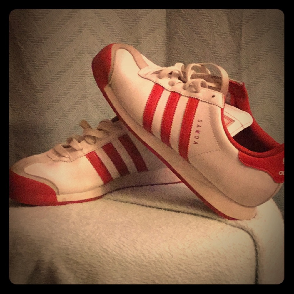 White / red & grey adidas